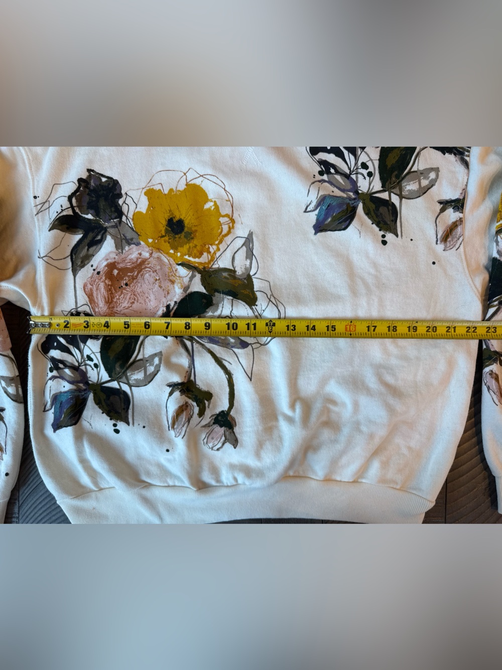 Pilcro - Anthropologie The Niki Bubble Cream Floral Sweatshirt Women's Size L - Picture 11 of 16